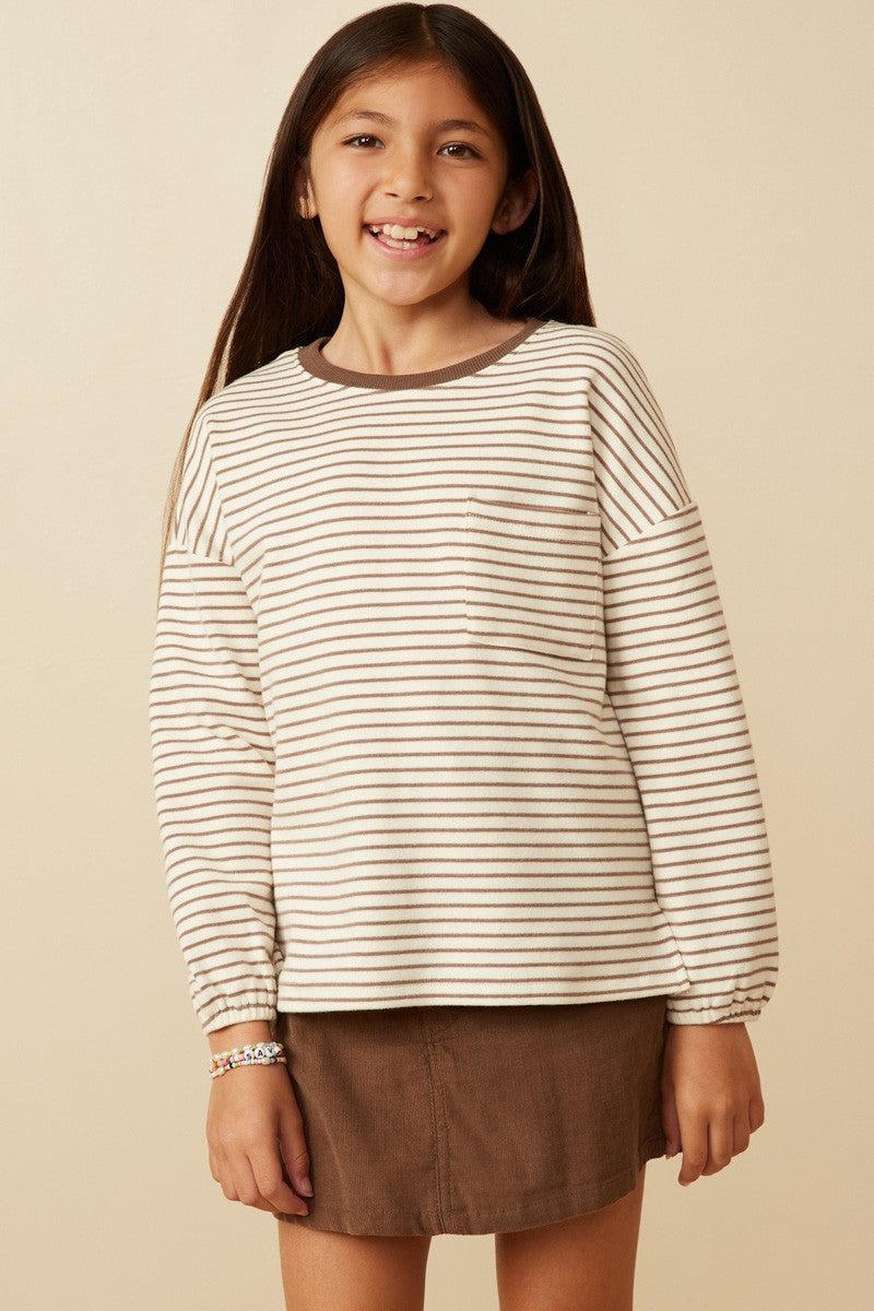 Girls Soft Striped Long Sleeve - Mocha