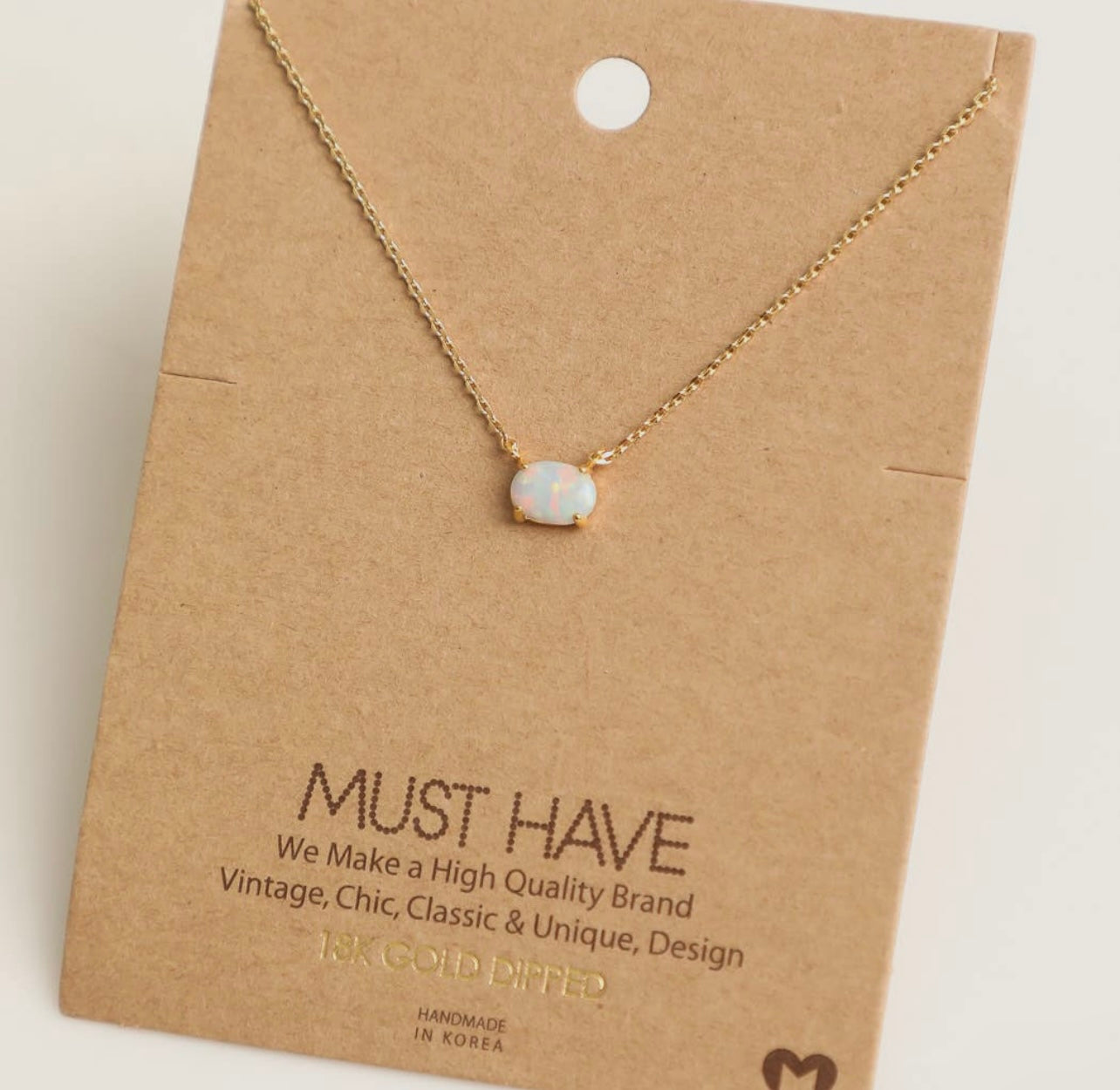 Dainty Opal Necklace - Gold