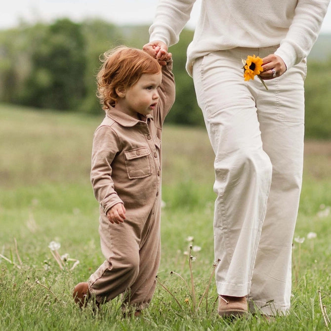 Acid Wash Baby Jumpsuit - Mocha