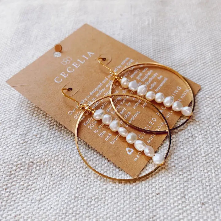 Pearl Drop Circle Earrings