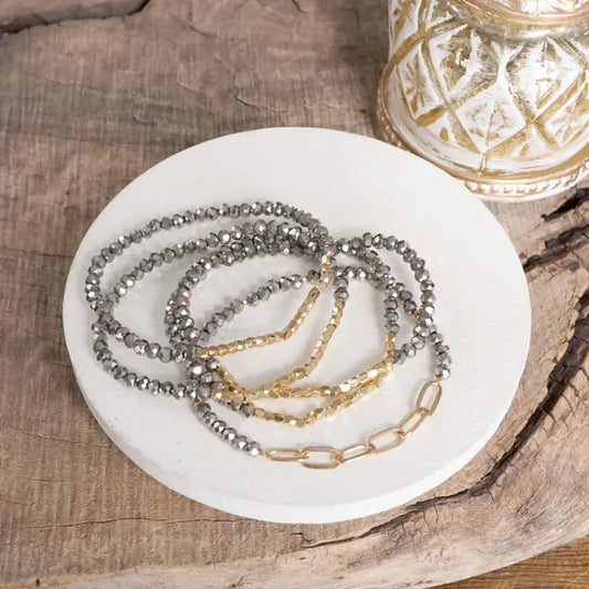 Hematite Gold Chain Bracelet Stack