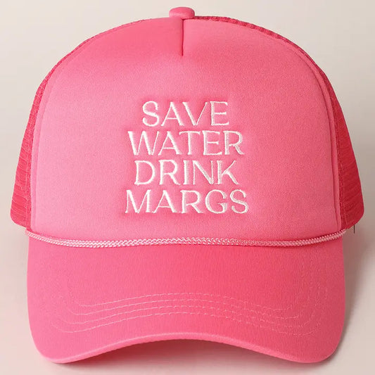 Save Water, Drink Margs Embroidered Hat - Pink