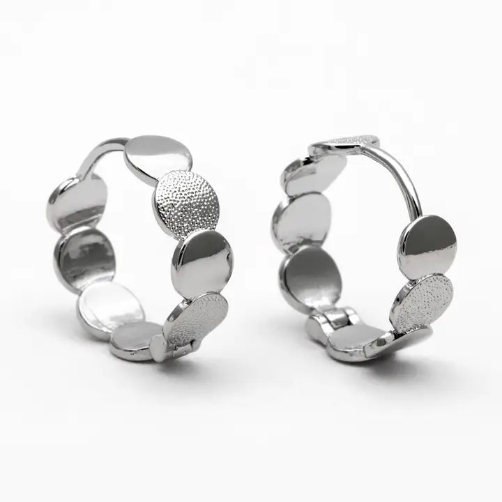 Textured Elegant Hoop Earrings - Silver