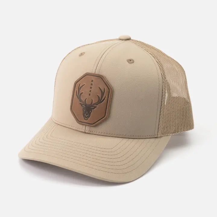Skull Leather Patch Hat - Khaki