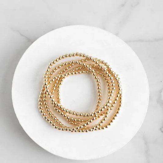 Small Ball Bead Bracelet Stack - Gold