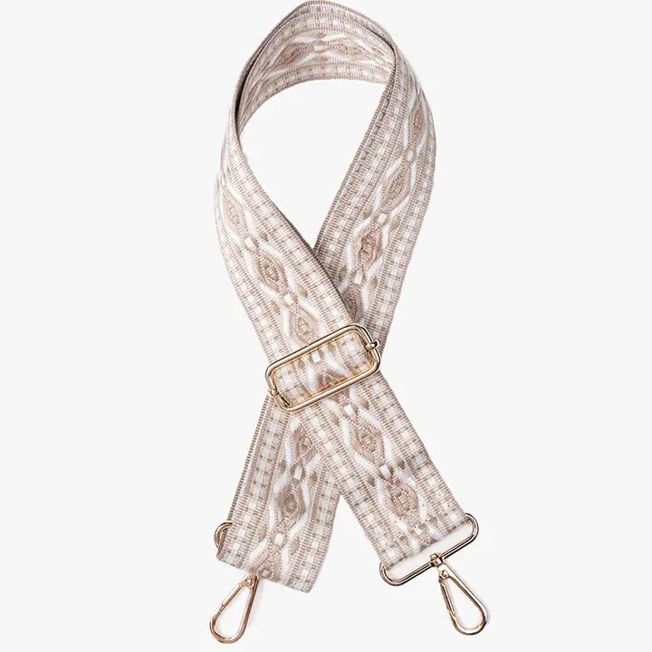 Diamond Guitar Strap - Taupe/White