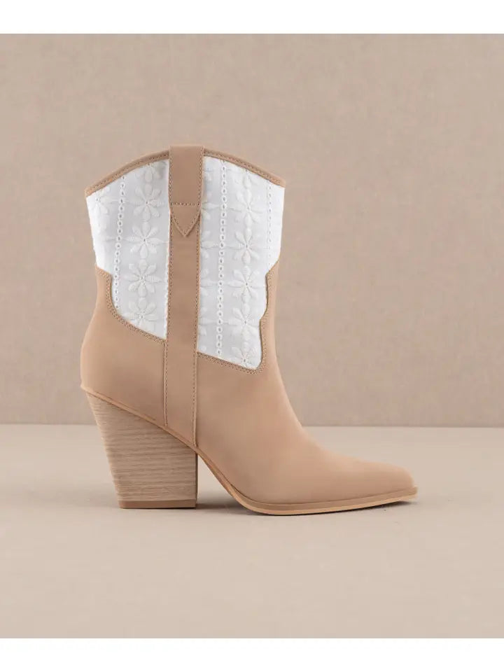 Sutton Floral Embroider Cowboy Boot - Mocha