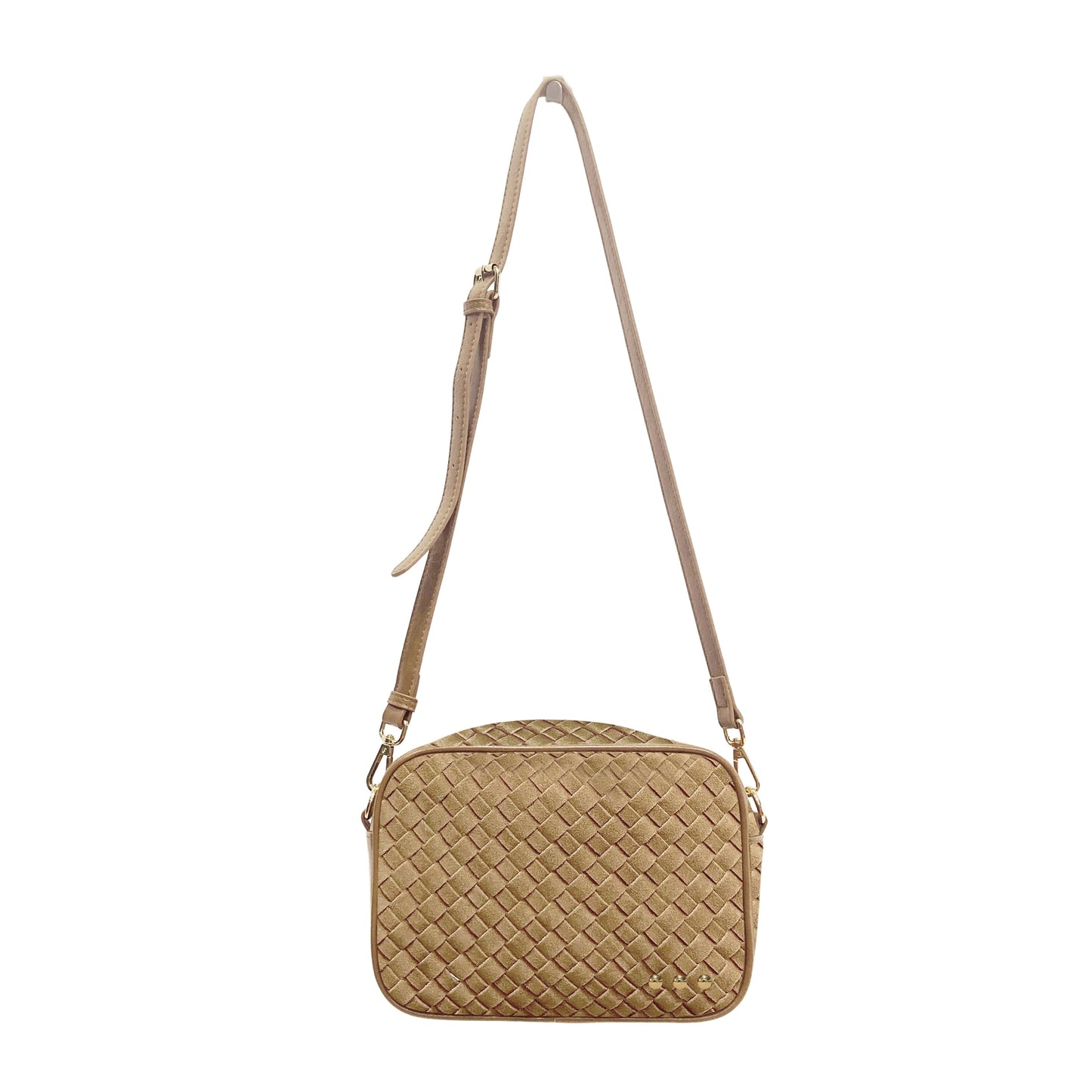 Suede Woven Willow Crossbody - Taupe