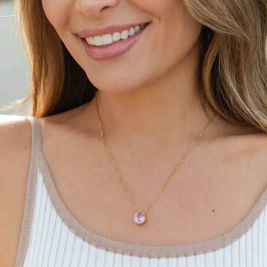 Teardrop Pendant Necklace - Water Resistant (2 colors)