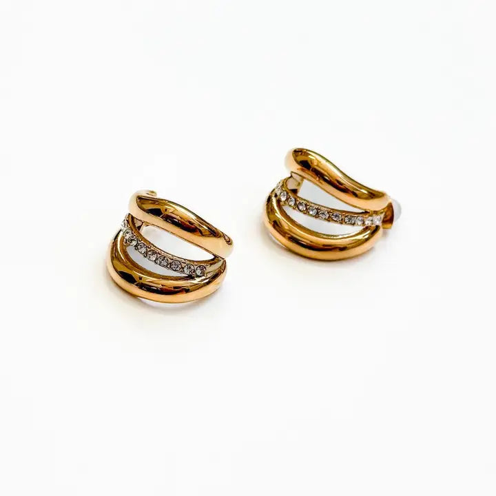 Triple Gold Hoop Earrings - WATERPROOF