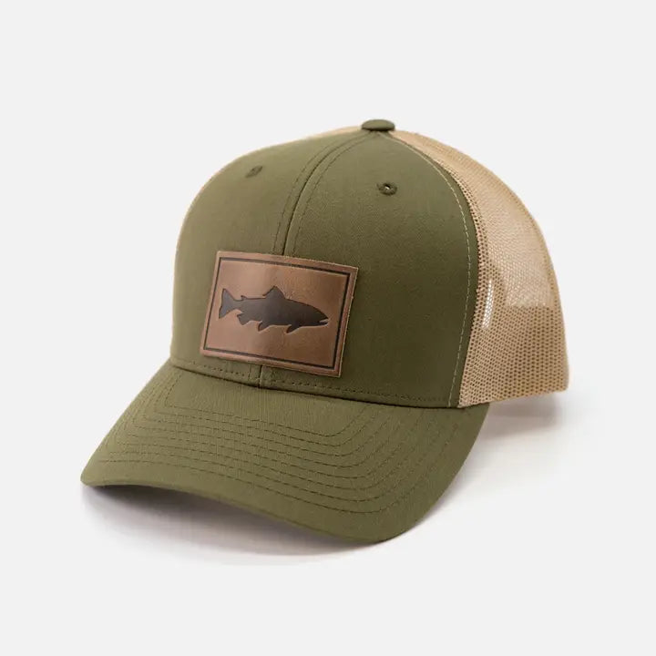 Trout Leather Patch Hat - Moss/Khaki