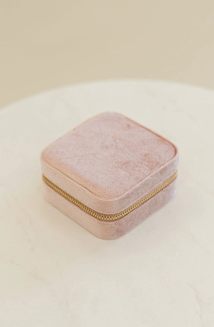 Velvet Travel Jewelry Box - Blush