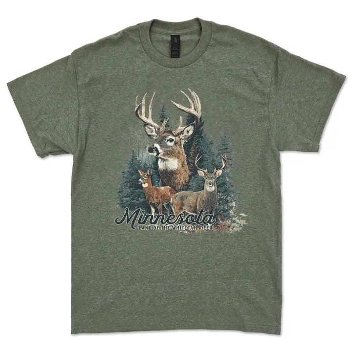 Whitetail Deer MN Tee - Heather Green