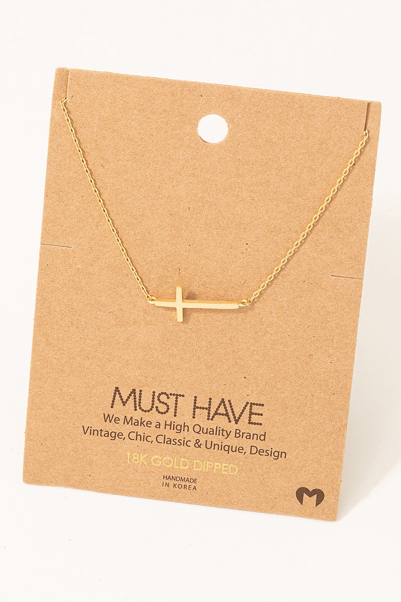 Side Cross Necklace (2 colors)