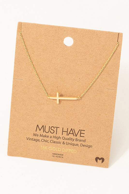 Side Cross Necklace (2 colors)