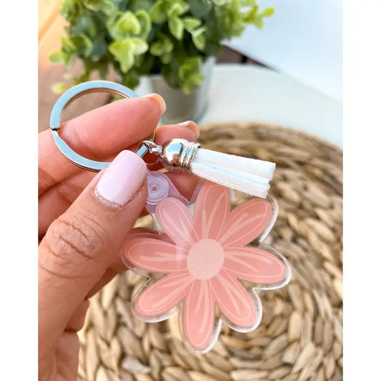 Pink Acrylic Flower Keychain