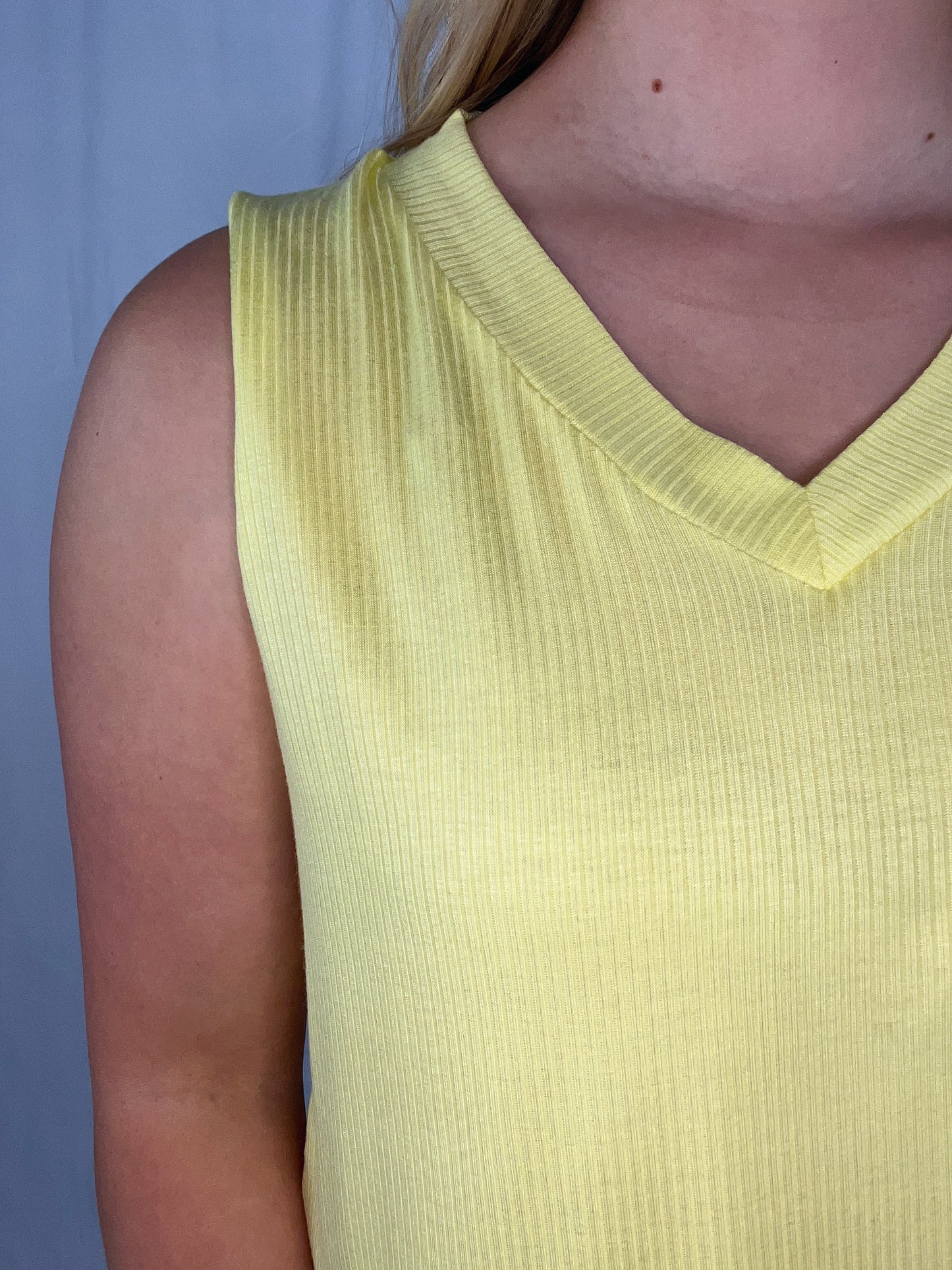 Ribbed V-Neck Tank - Yellow