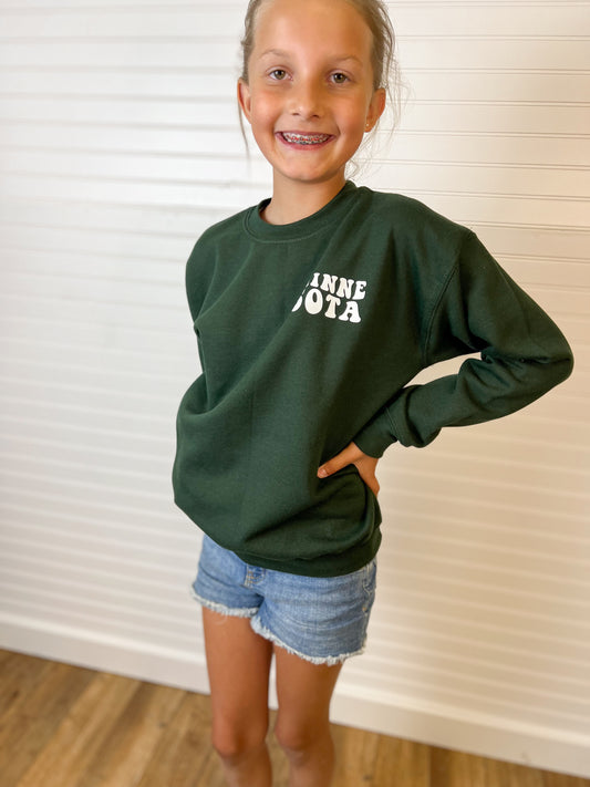 Youth MN Campfire Crewneck - Forest