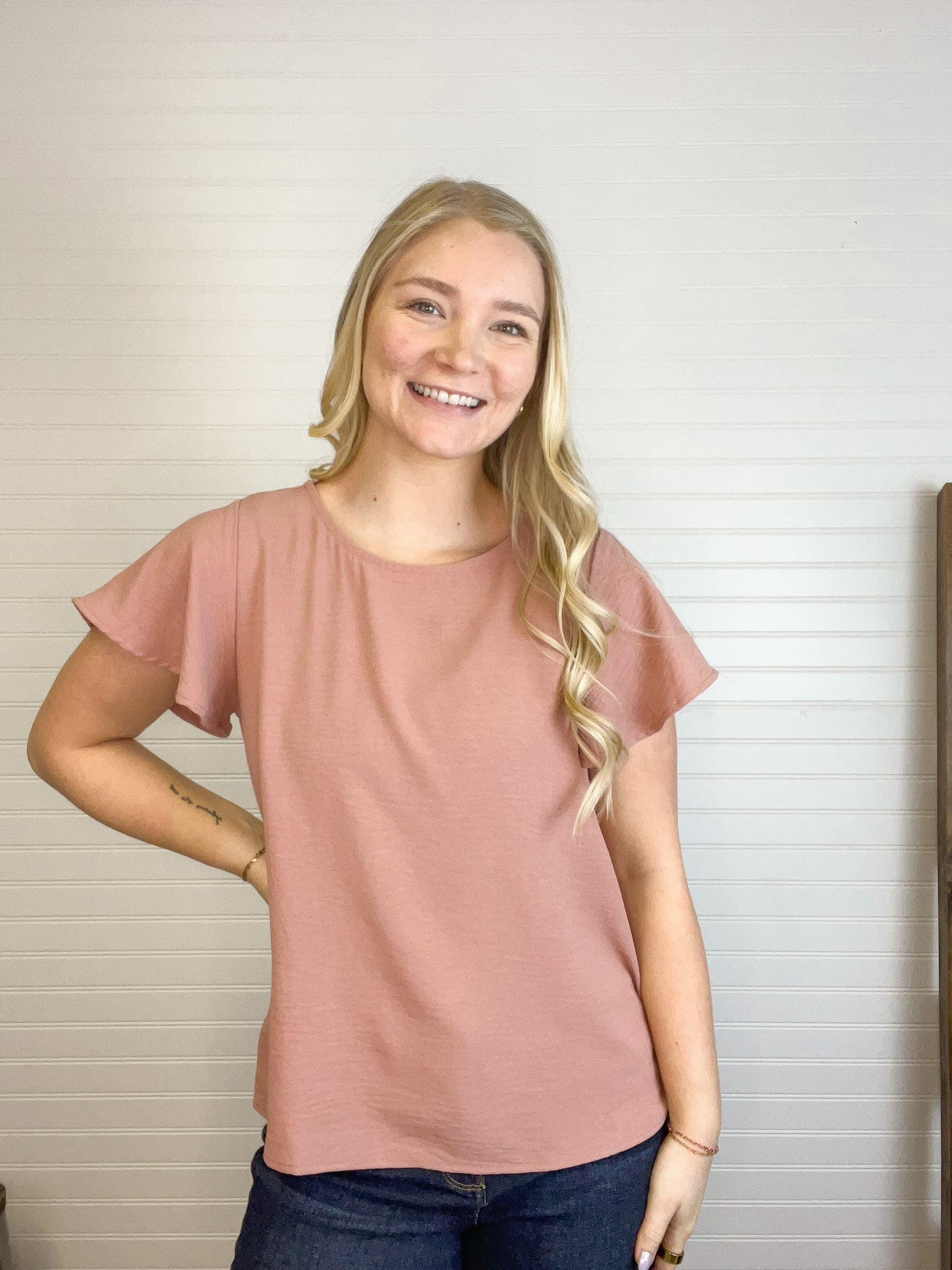 Simple Ruffle Short Sleeve - Mauve