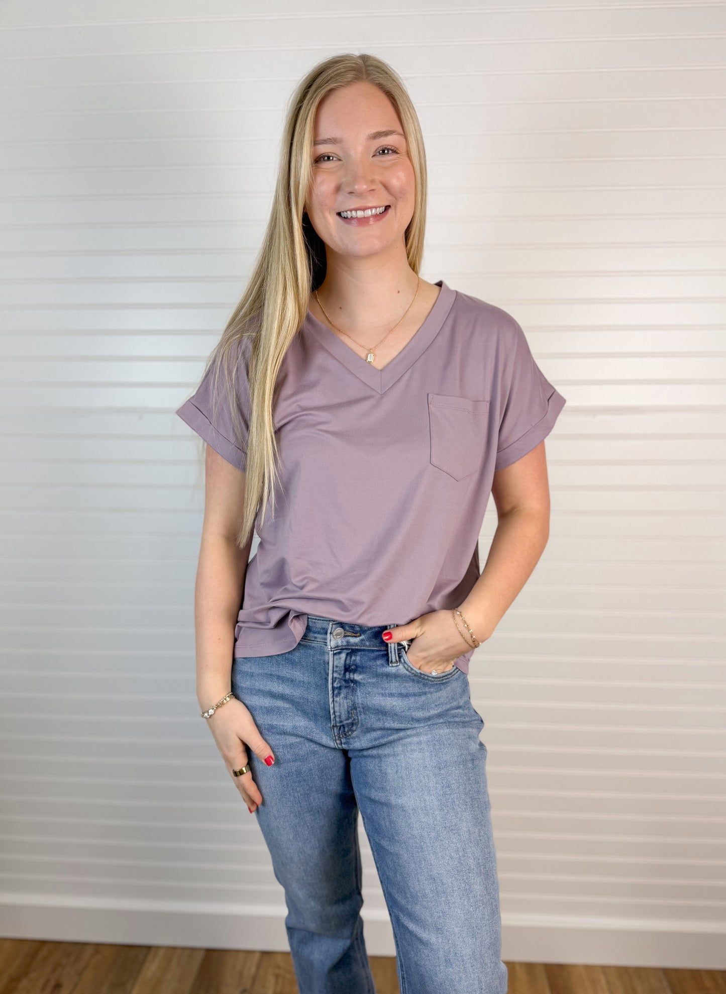 Butter Soft Pocket V-Neck Top (5 colors)