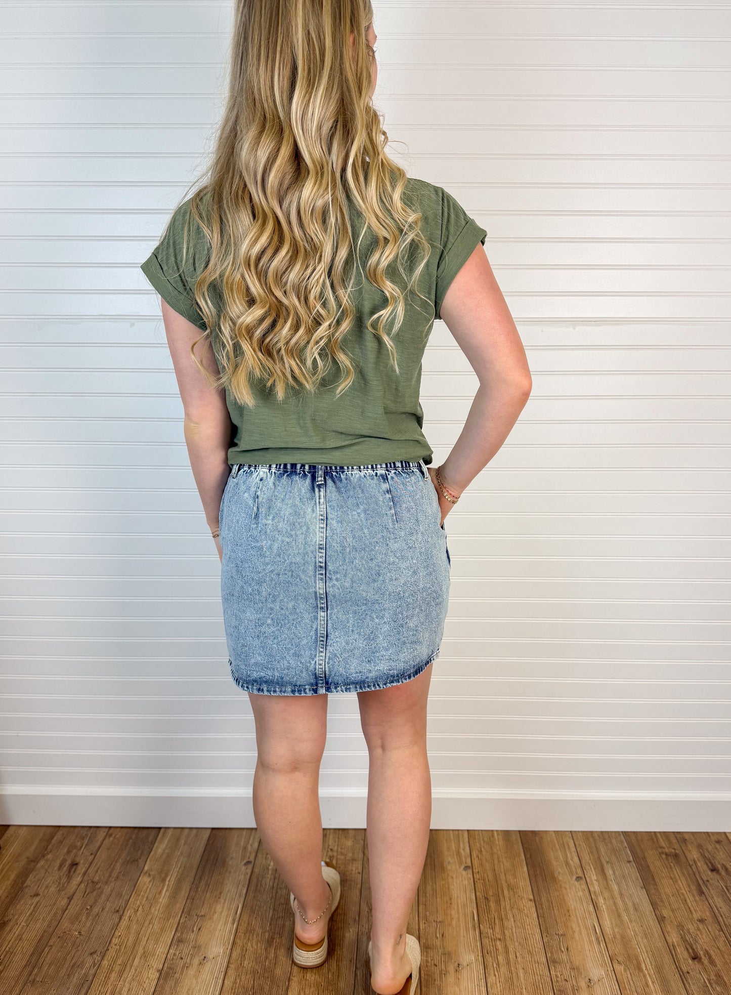Cotton Denim Mini Skirt