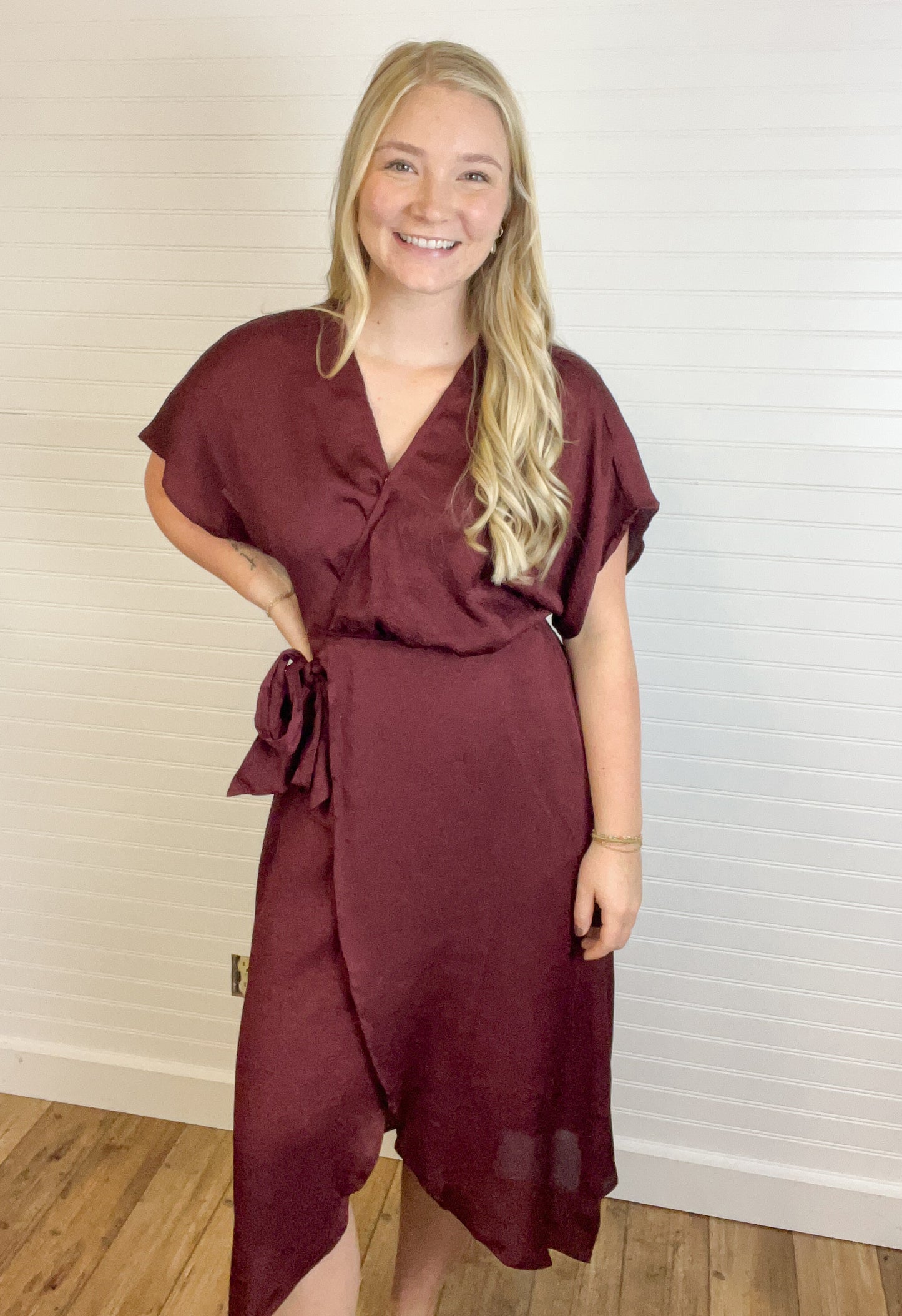 Wrap Midi Dress - Wine