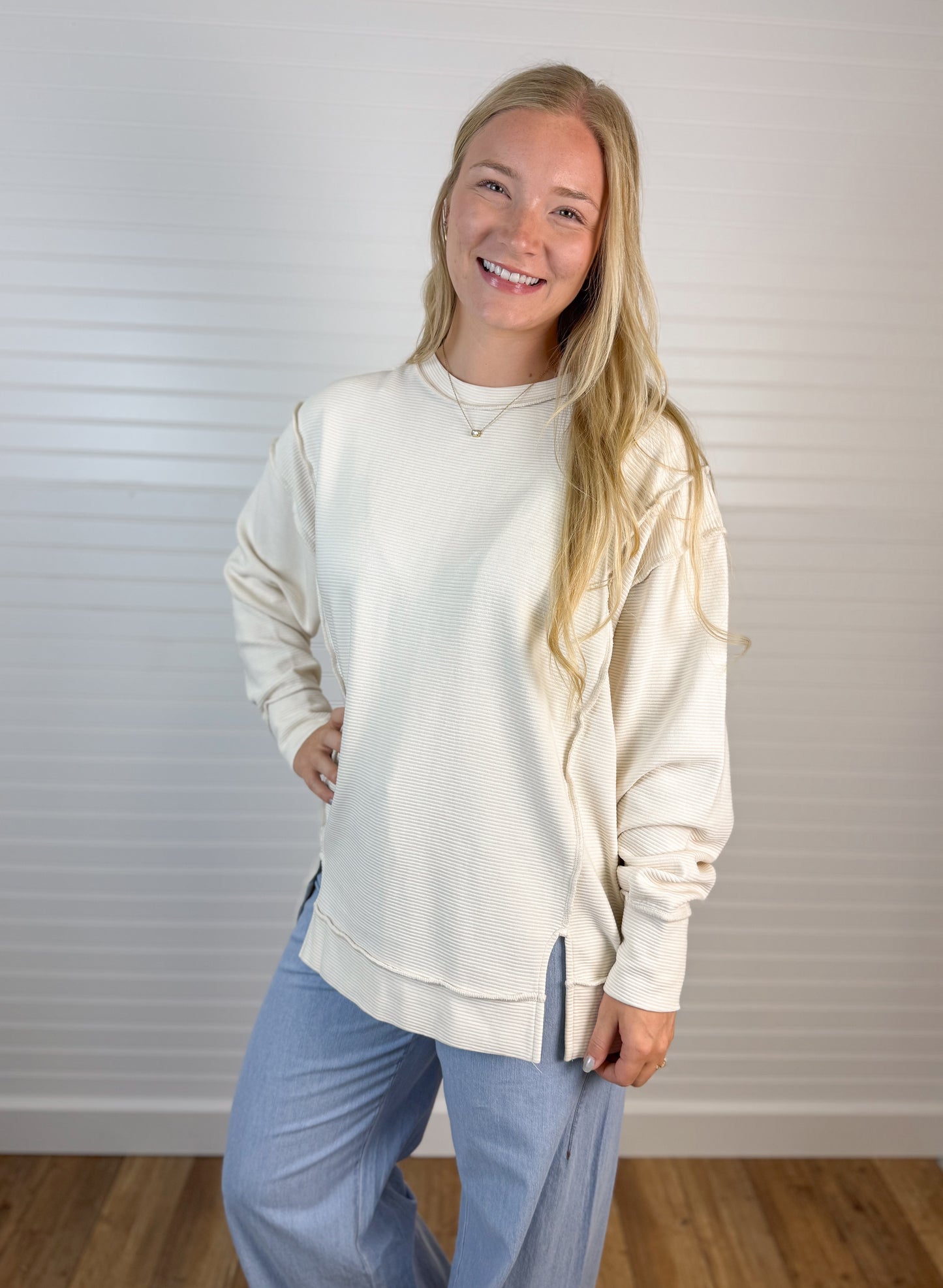 Acid Washed Exposed Seam Pullover (2 colors)