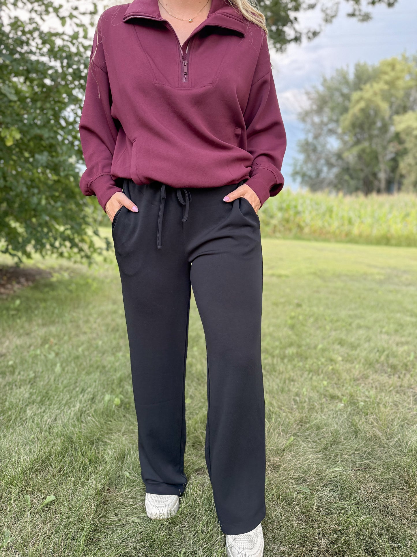 Scuba Wide Leg Pants - Black