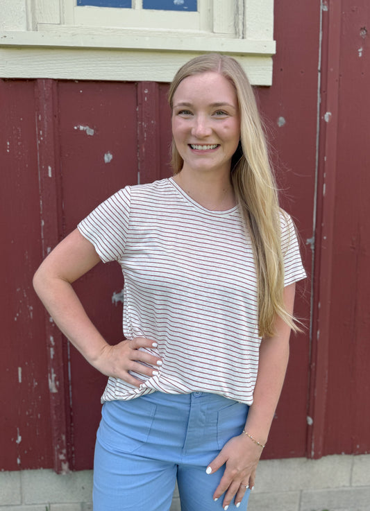 Linen Blend Striped Relax Tee (2 colors)
