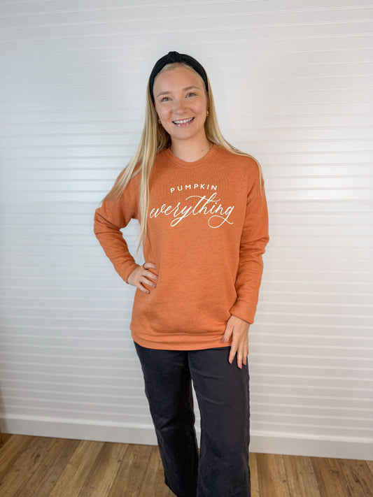 Pumpkin Everything Graphic Sweatshirt - Rust