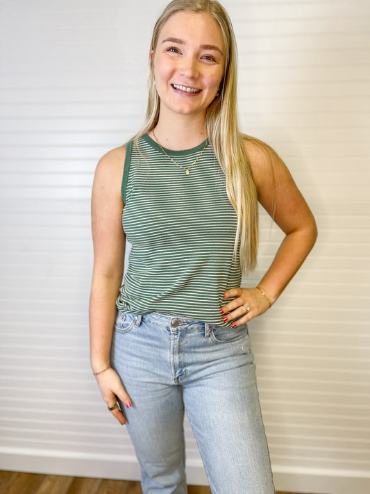 Striped Soft Tank - Green