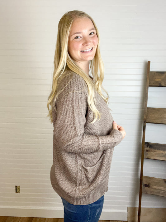 Crochet Knit Cardigan - Cocoa