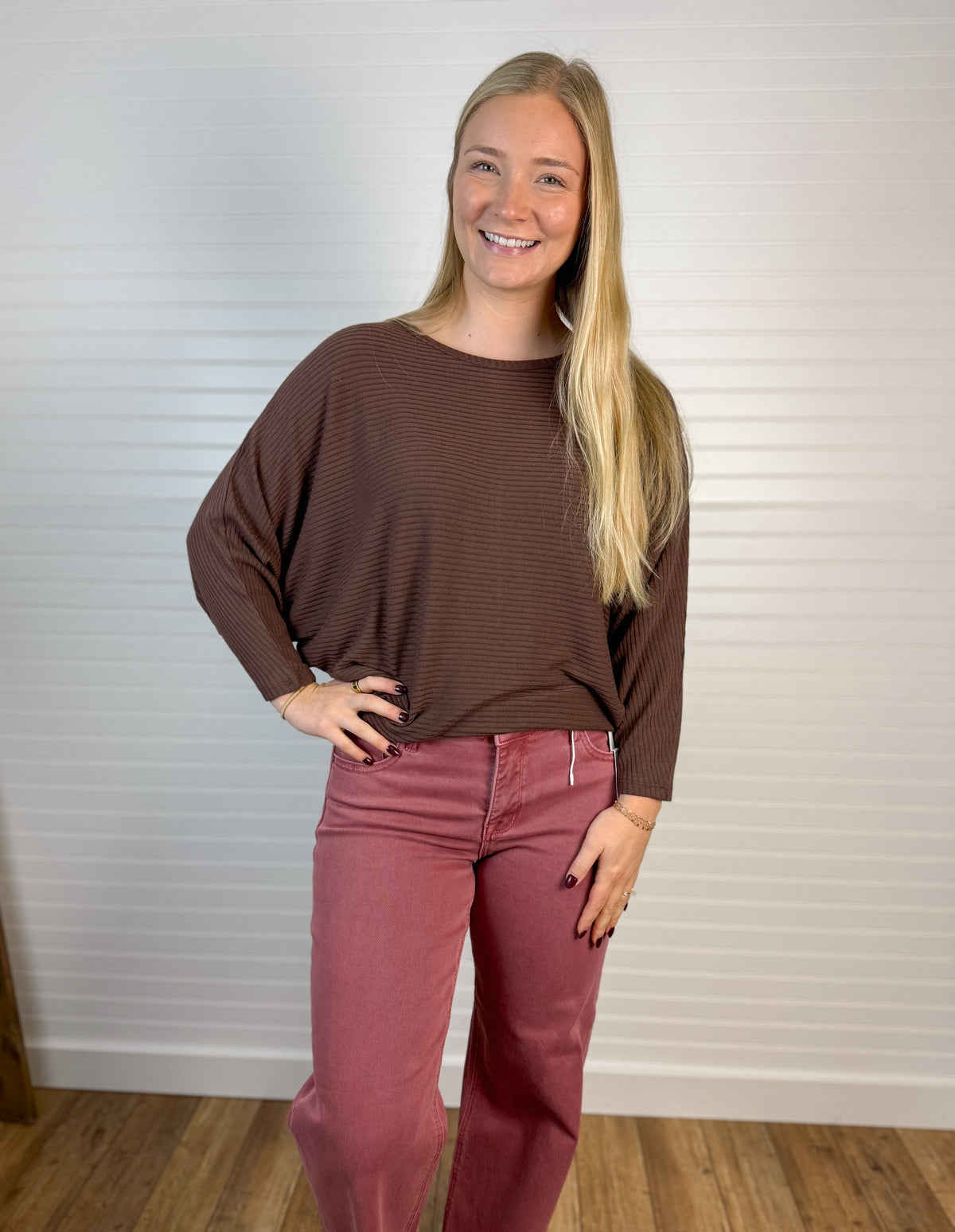 Lightweight Ribbed Dolman Top (2 colors)