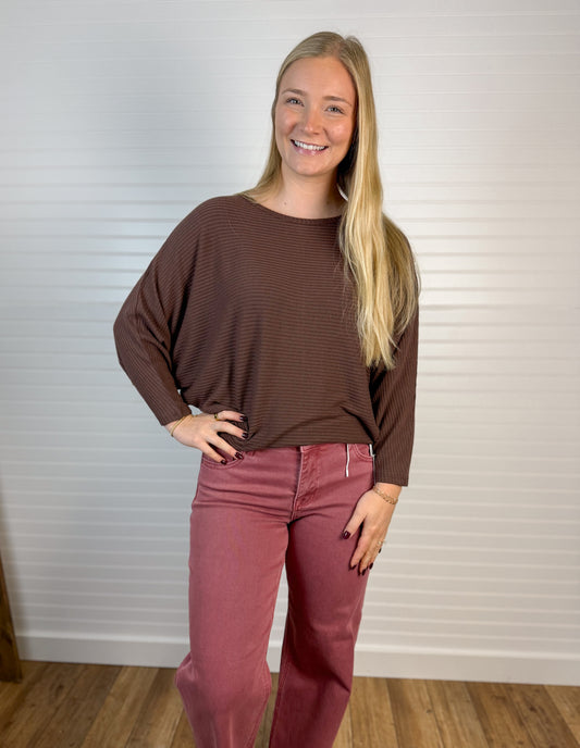 Lightweight Ribbed Dolman Top (2 colors)