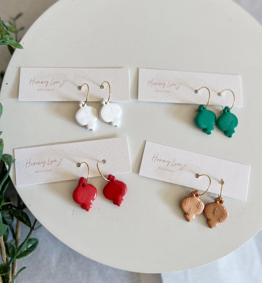 Ornament Hoop Clay Earrings