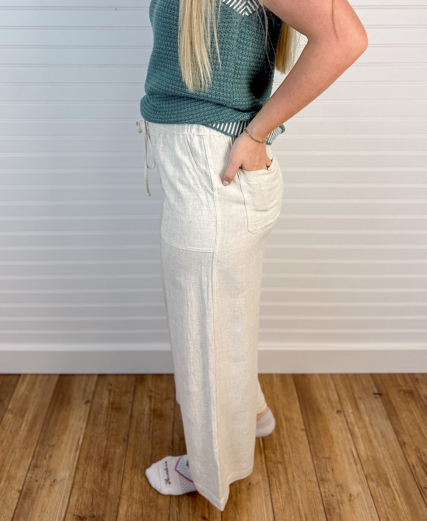 Linen Blend Crop Wide Leg Pants (2 colors)