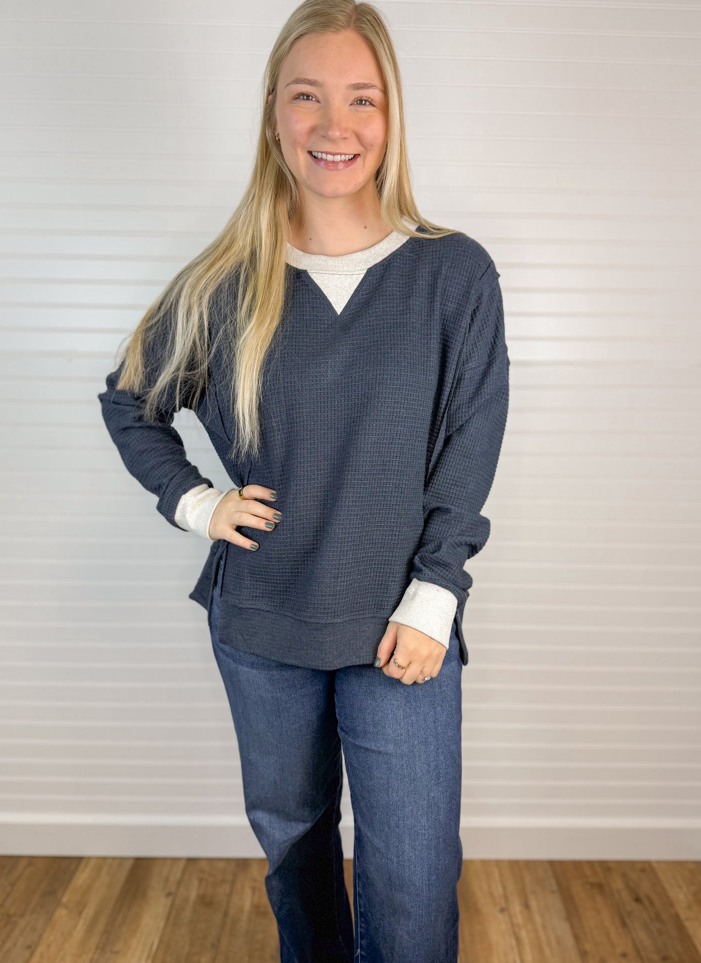 Thermal Crewneck Pullover - Navy