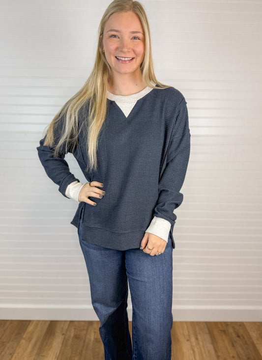 Thermal Crewneck Pullover - Navy