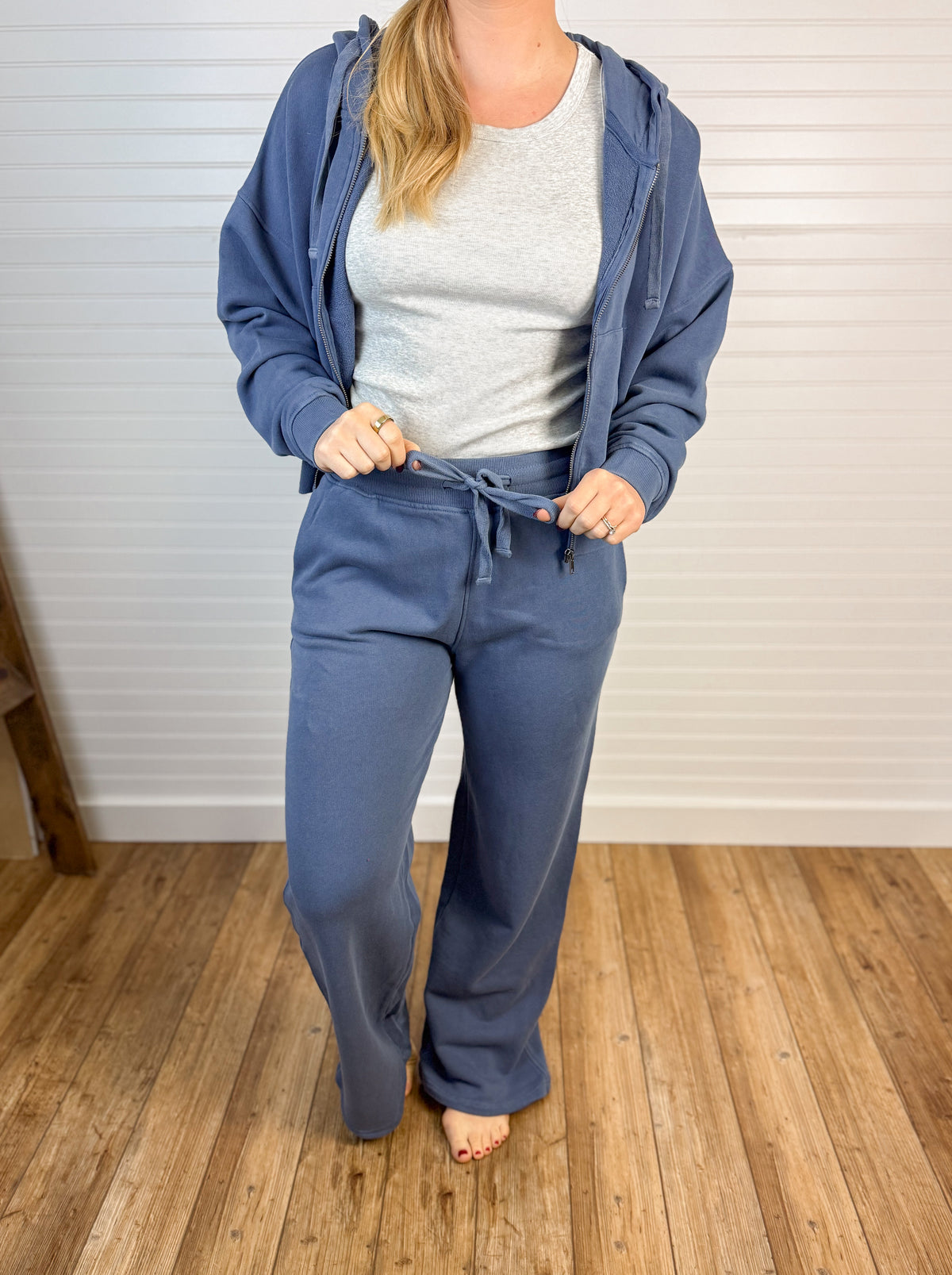 Mineral Wash Luxe Wide Leg Pants - Ocean