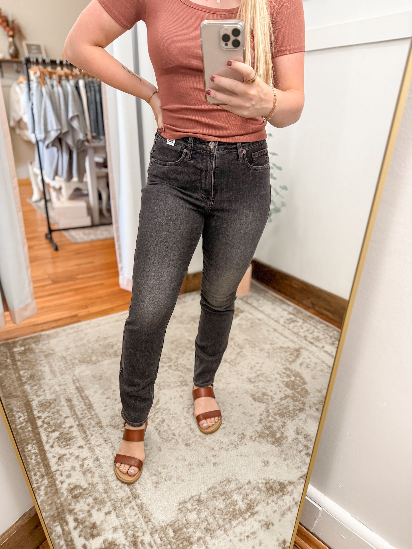 Midrise Tummy Control Slim Denim - Black