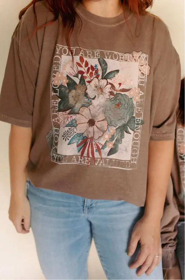 You Are Worthy Graphic Tee - Espresso