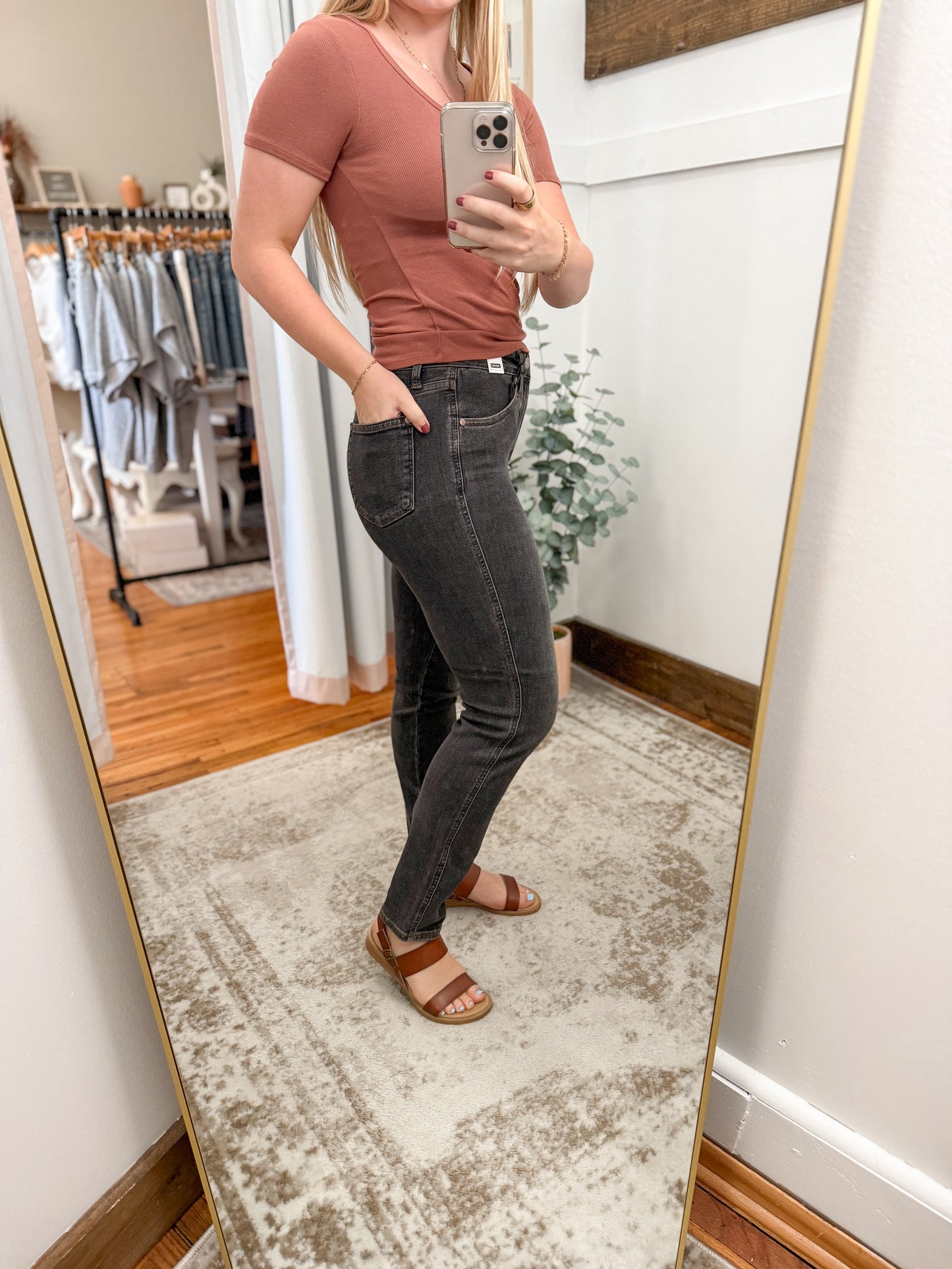Midrise Tummy Control Slim Denim - Black