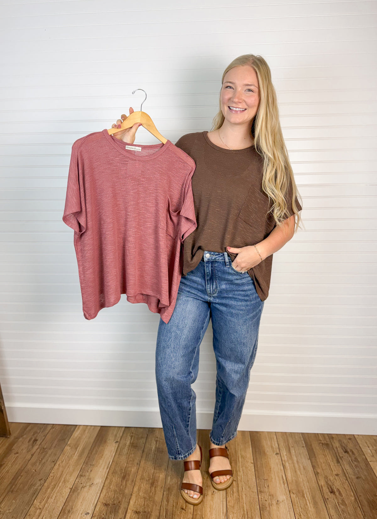 Oversized Slub Pocket Top (2 colors)