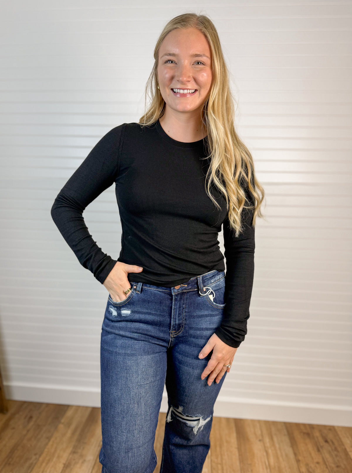 Ribbed Long Sleeve Top (2 colors)