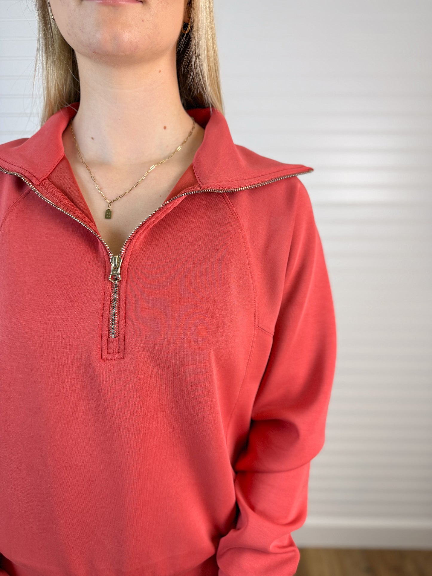 Scuba Half Zip Sweatshirt - Brick