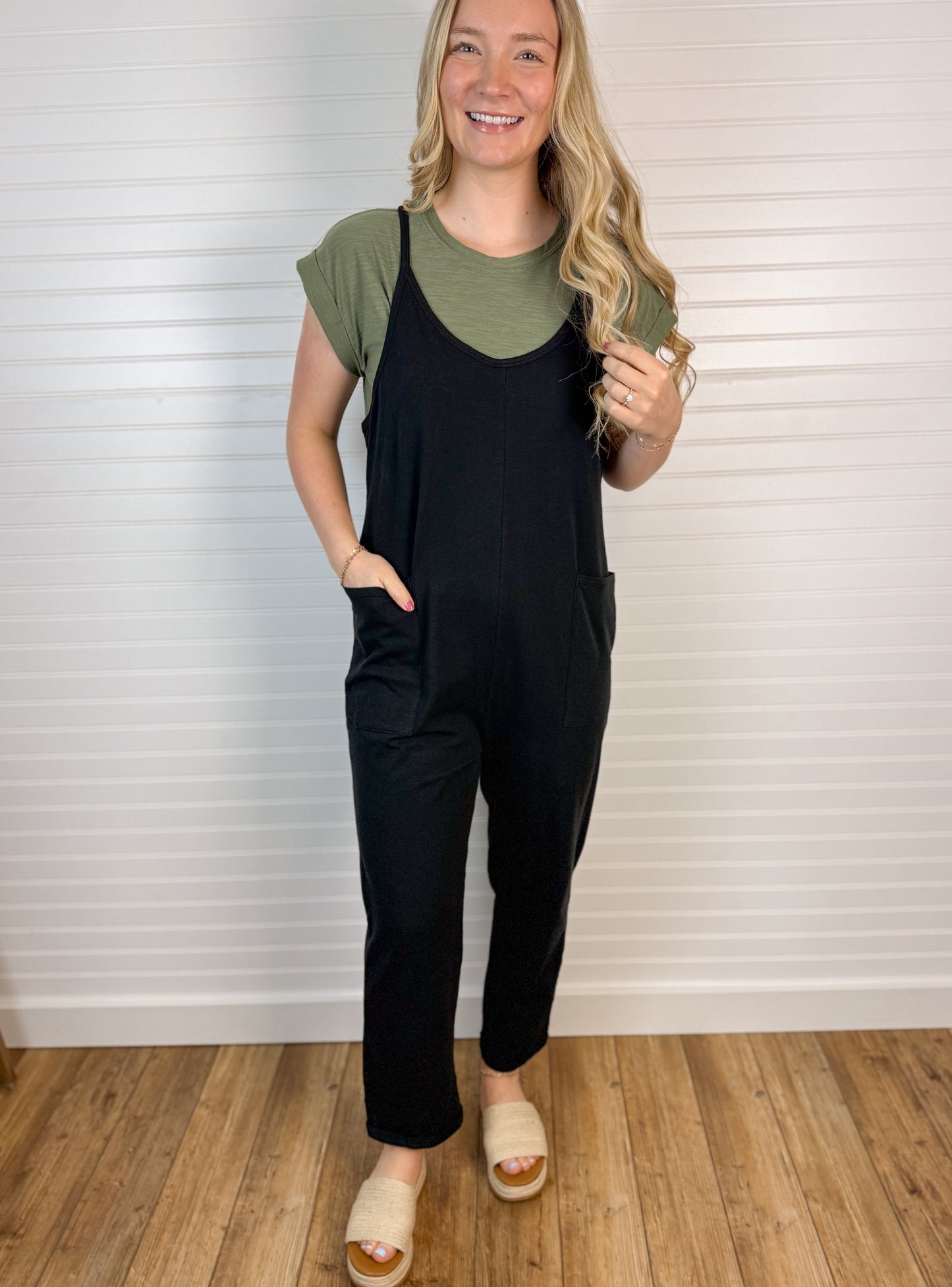 Pocketed Casual Jumpsuit - Black