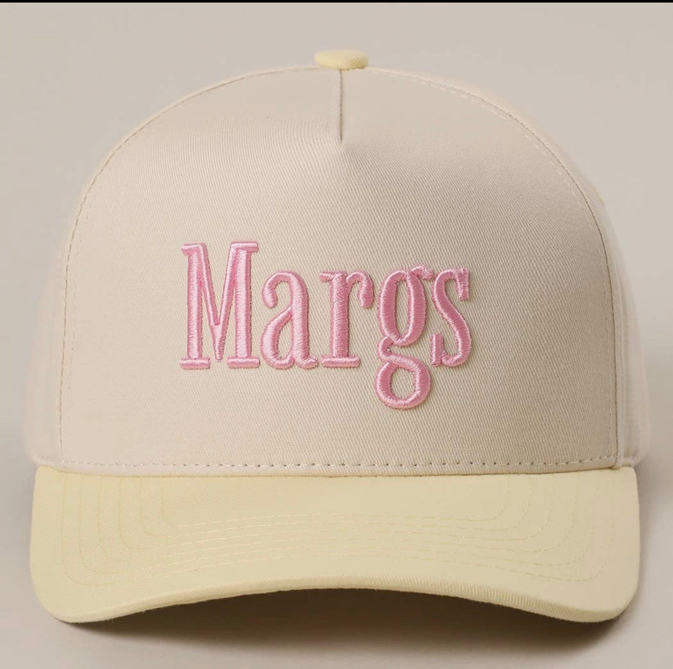Margs Embroidered Trucker Hat - Yellow/Pink