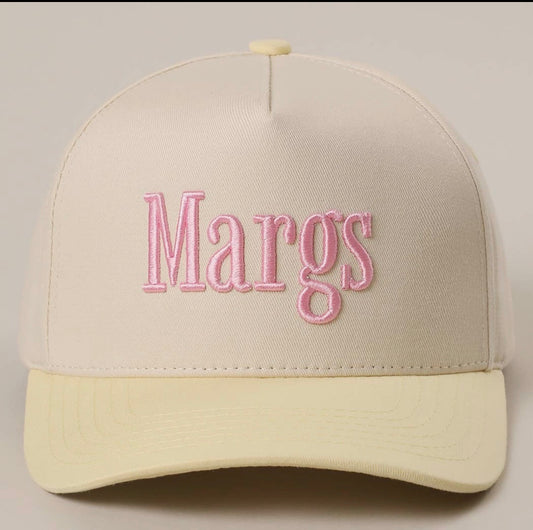 Margs Embroidered Trucker Hat - Yellow/Pink