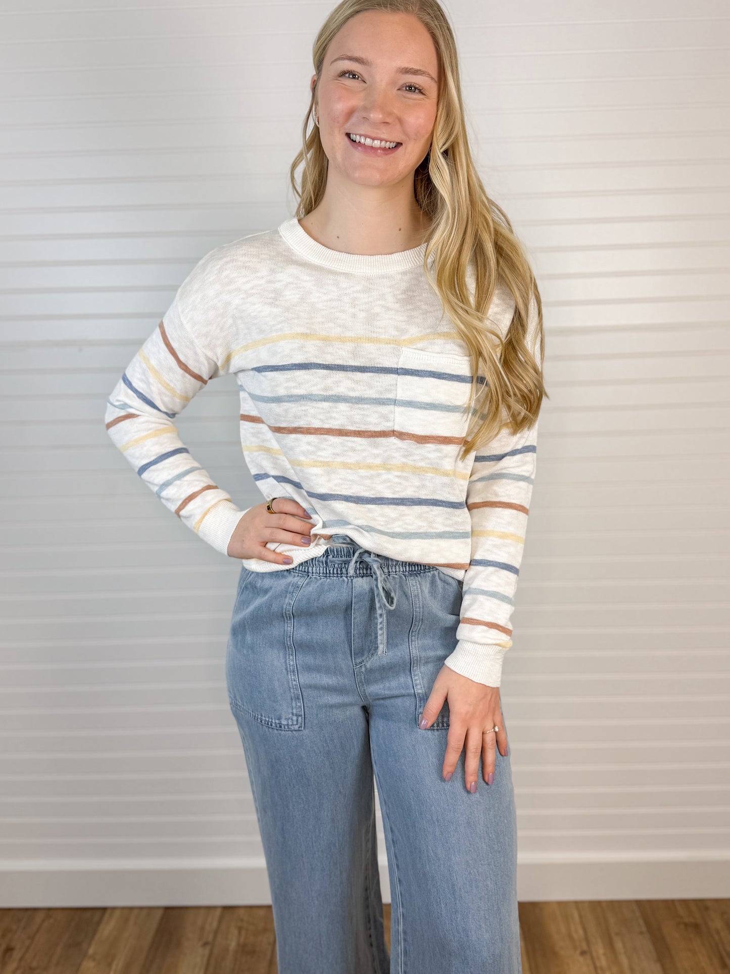 Multi Color Slub Pocket Sweater