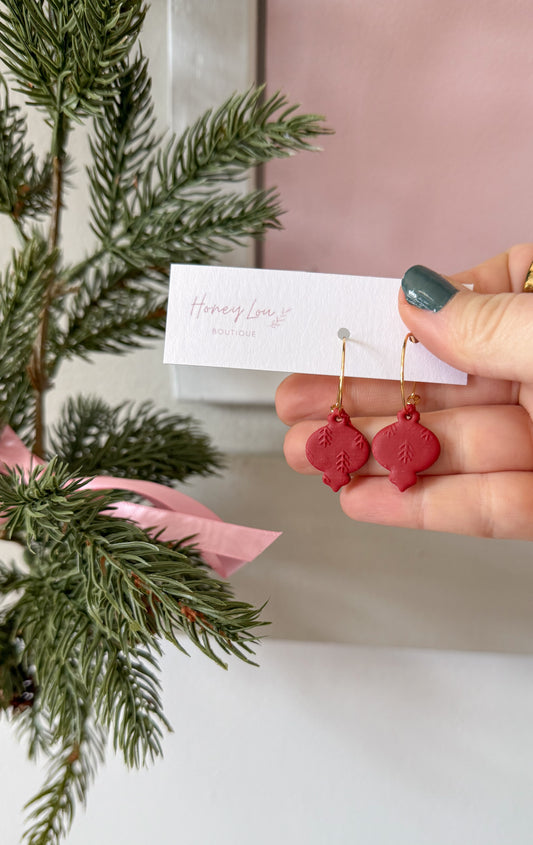 Matte Textured Hoop Ornament Clay Earrings (2 colors)